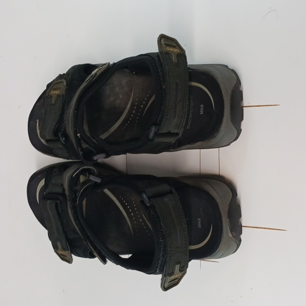 Obeo Men's Sandles Size 8 Black Biosystem Leather Upper Padded Casual Walking